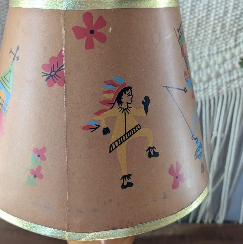 Vintage Paper Kids Lampshade w/ Gold Trim – Animal & Bird Illustrations – 6